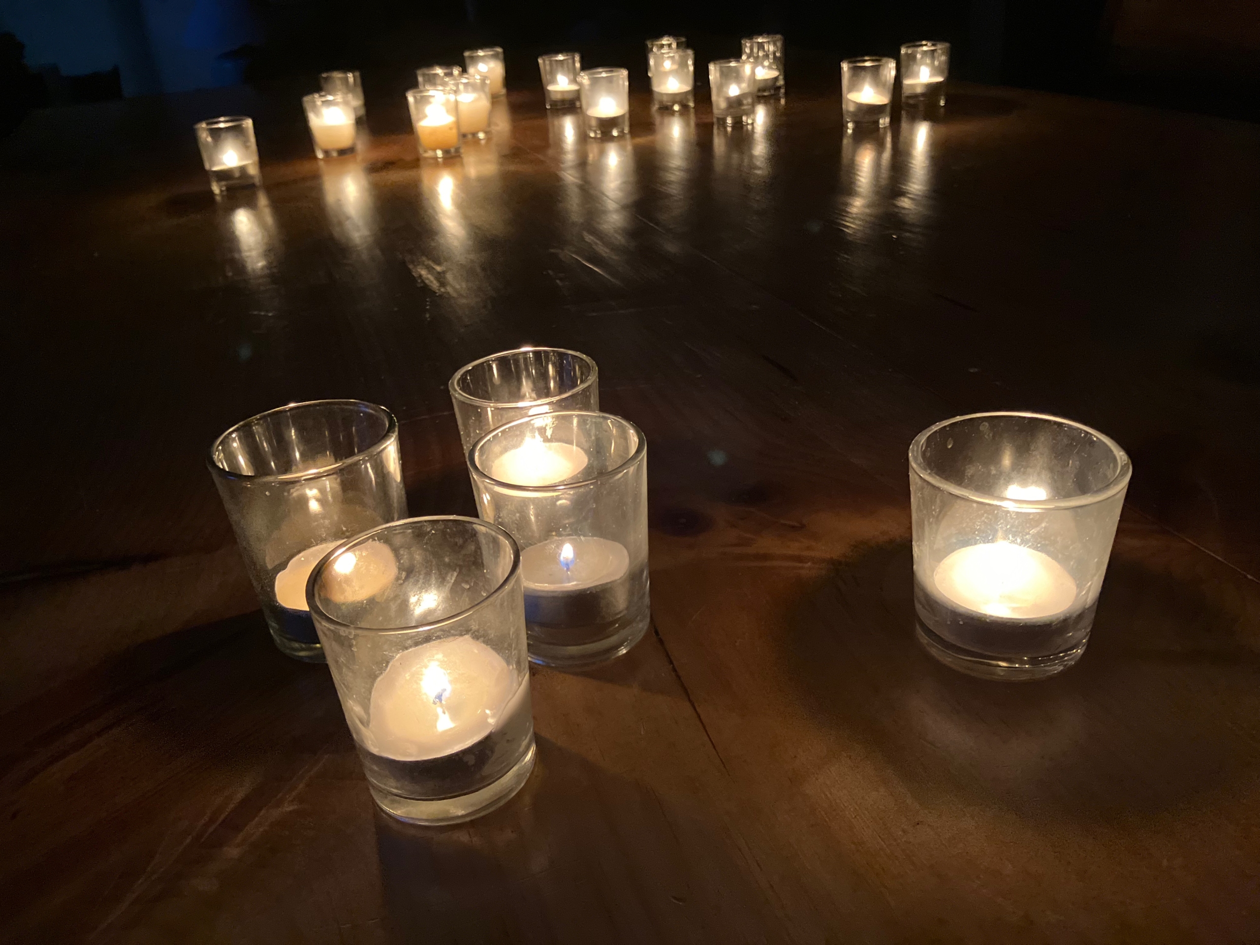 Tea lights in the dark